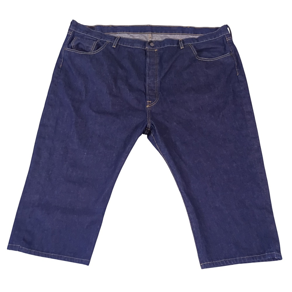 Levis 501 Original Fit Jeans Mens 52x20 Hemmed Dark Wash Blue Denim Button‎ Fly